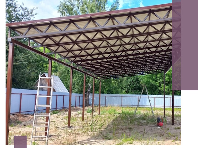 Односкатные навесы под ключ в Дедовске — изготовление и монтаж