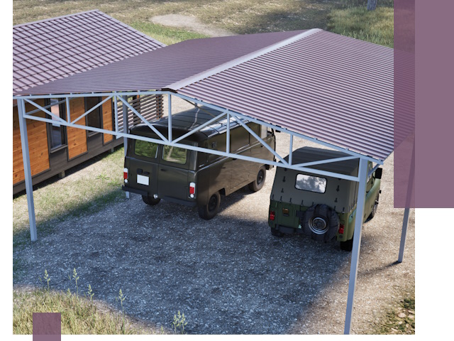 Двускатные навесы под ключ в Дедовске — изготовление и монтаж